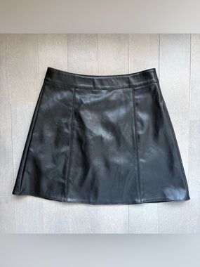Black Faux Leather A-Line Mini Skirt